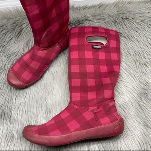 pink plaid boots